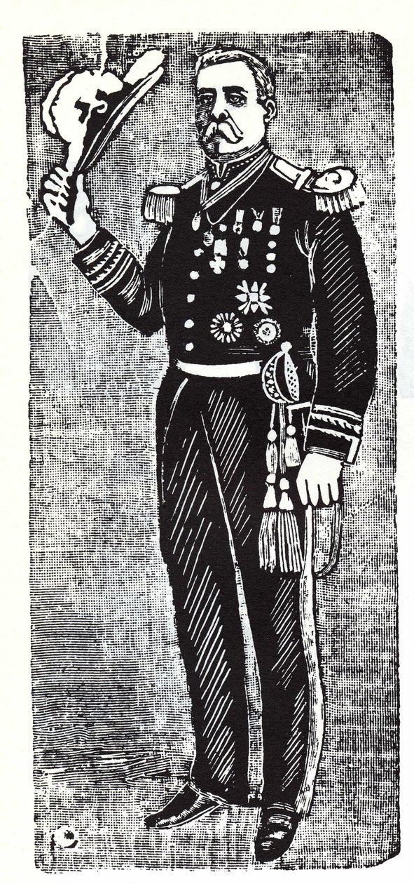 Portrét Porfiria Diaze (1828-1915), prezidenta Mexické republiky. Xylografie od Jose Guadalupe Inn (1852-1913). od José Guadalupe Posada