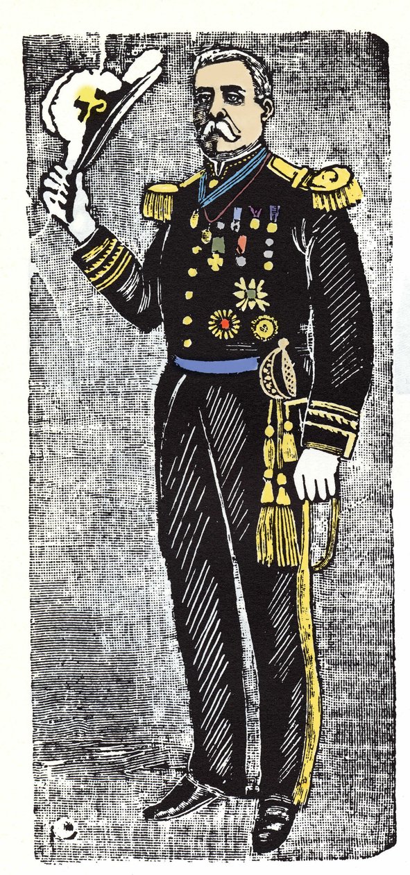 Mexická revoluce (1910-1920): Porfirio Diaz (1828-1915), prezident Republiky Mexiko. Xylografie od Jose Guadalupe Inn (1852-1913). od José Guadalupe Posada
