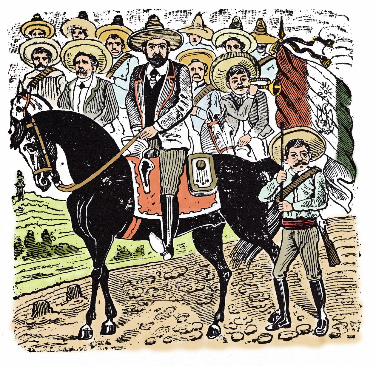 Mexická revoluce (1910-1920): Portrét Francisca Indalecia Madera (1873-1913) mexického revolucionáře. Xylografie od Jose Guadalupe Inn (1852-1913). od José Guadalupe Posada