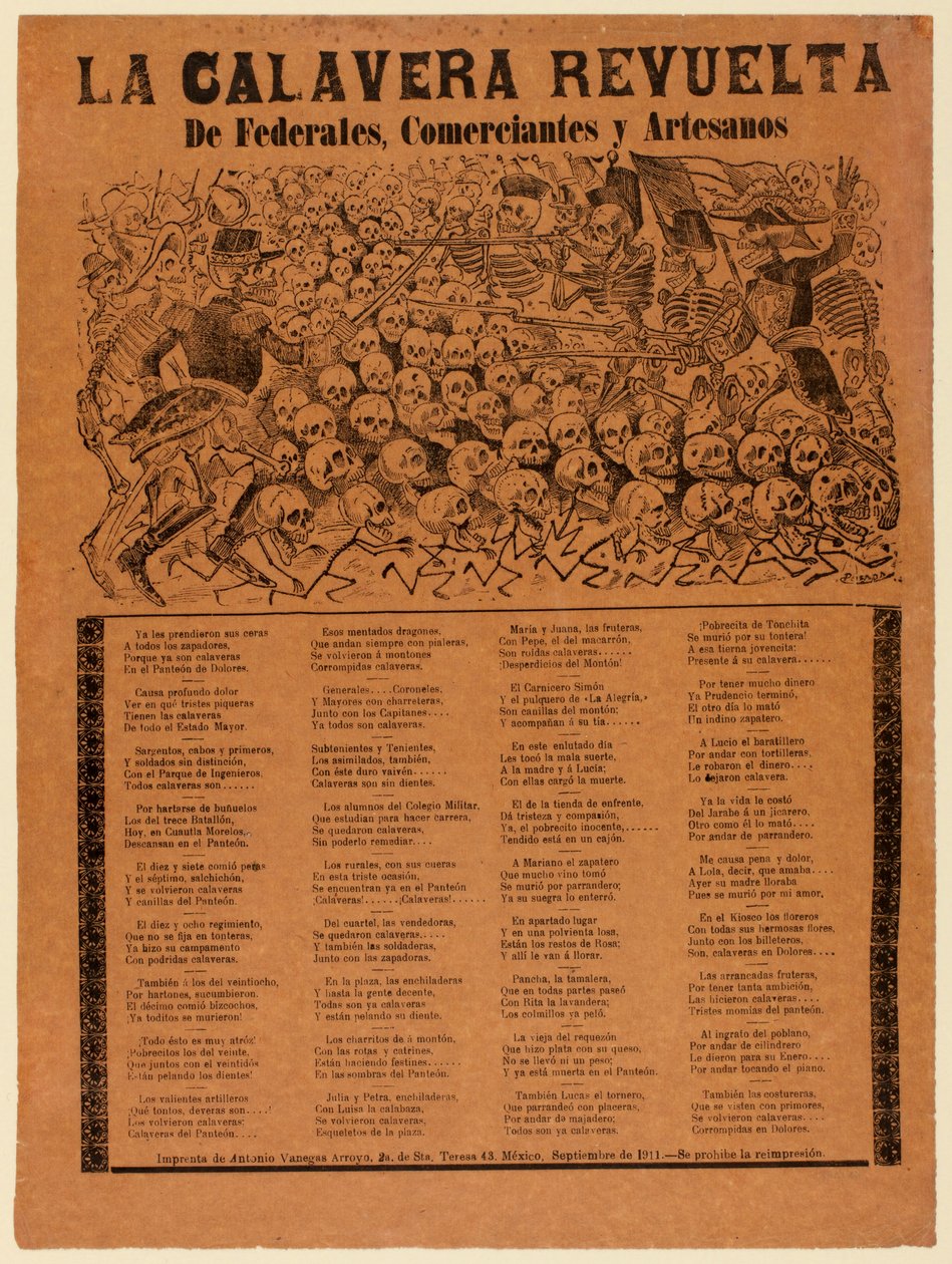 Der rebellische Calavera der Bundesarmee, Kaufleute und Handwerker od José Guadalupe Posada