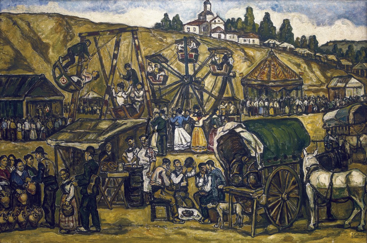 GUTIERREZ SOLANA, José (1886-1945). Slavnost na louce San Isidro v Madridu (slavnost na louce San Isidoro, Madrid). 1933. Olej na plátně. Soukromá sbírka od Jose Gutierrez Solana