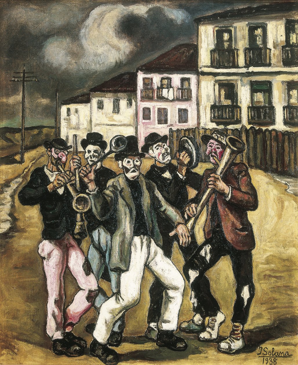 GUTIERREZ SOLANA, José (1886-1945). Mascaras vinateras (řasenky obchodníků s vínem). 1944-1945. Olej na plátně. Soukromá sbírka od Jose Gutierrez Solana