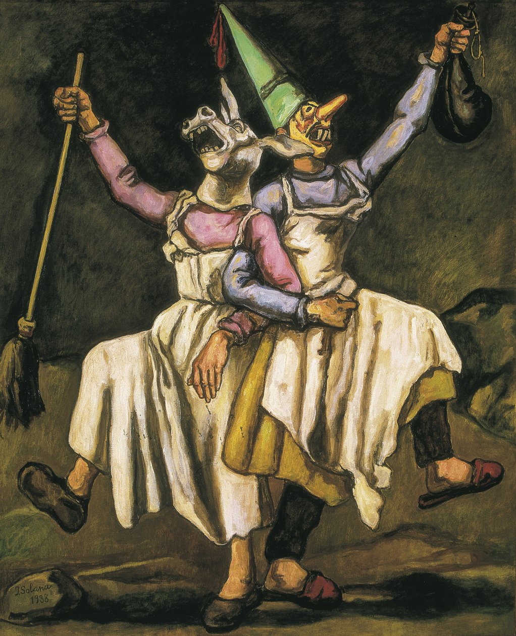 GUTIERREZ SOLANA, José (1886-1945). Masky tančící ruku v ruce. 1938. Olej na plátně. ŠPANĚLSKO. MADRID (AUTONOMNÍ SPOLEČENSTVÍ). Madrid. Kulturní nadace Mapfre Vida od Jose Gutierrez Solana