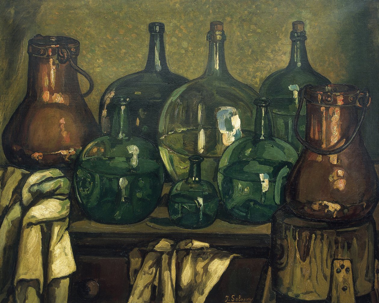 GUTIERREZ SOLANA, José (1886-1945). Zátiší s lahví. 1927. Současné umění. Olej na plátně. Soukromá sbírka od Jose Gutierrez Solana