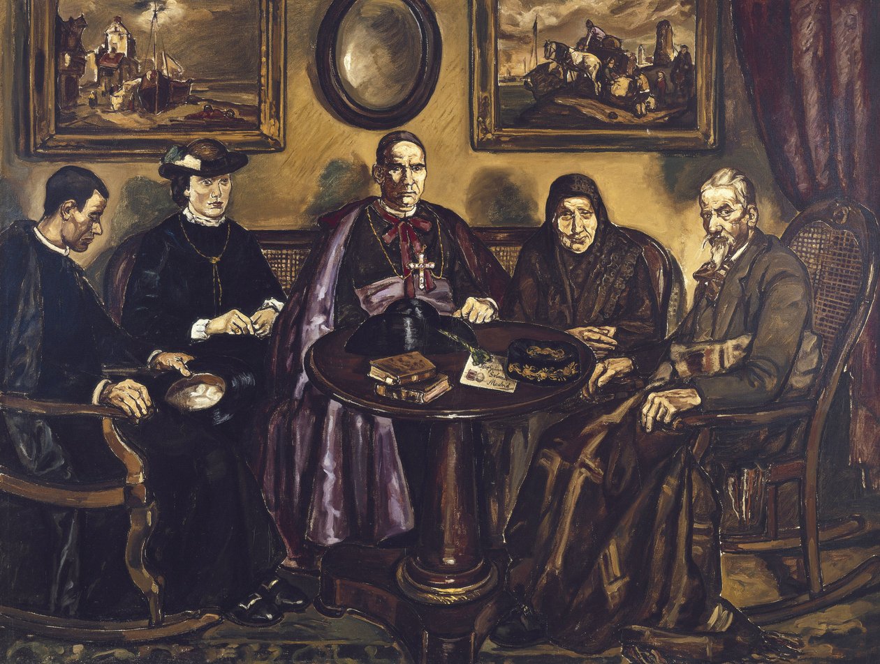 GUTIERREZ SOLANA, José (1886-1945). Návštěva biskupa. 1926. (161 x 211 cm). Olej na plátně. ŠPANĚLSKO. MADRID (AUTONOMNÍ SPOLEČENSTVÍ). Madrid. Národní muzeum Reina Sofia Art Centre od Jose Gutierrez Solana