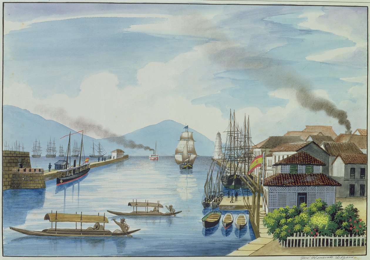 Ústa řeky Passig, z "The Flebus Album of Views In and Around Manila", c.1845 od Jose Honorato Lozano