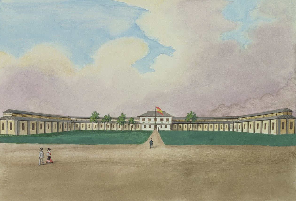 Nová továrna na doutníky v Meisicu, z "The Flebus Album of Views In and Around Manila", c.1845 od Jose Honorato Lozano