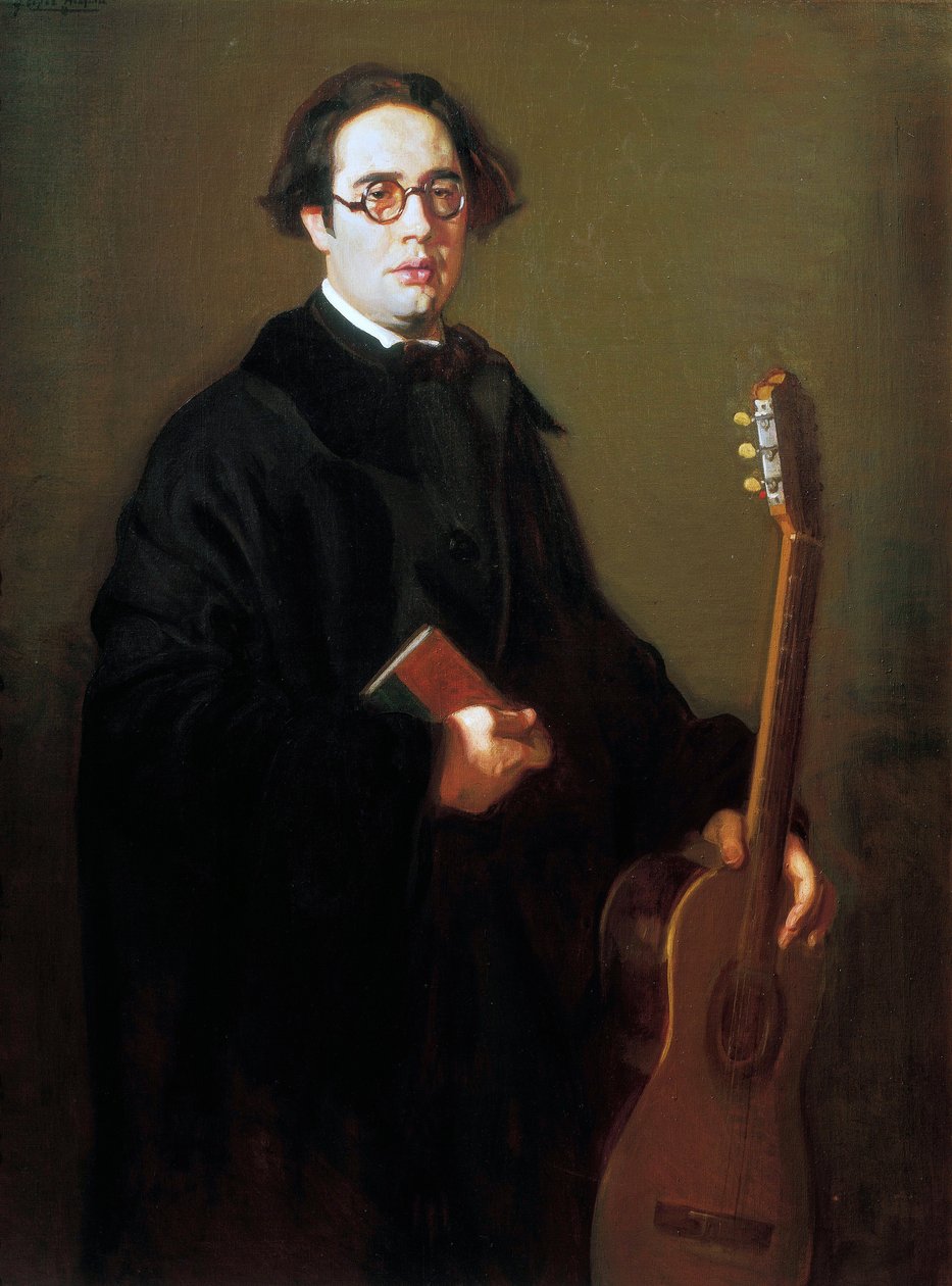 Portrét Andrese Segovii od Jose Maria Lopez Mezquita