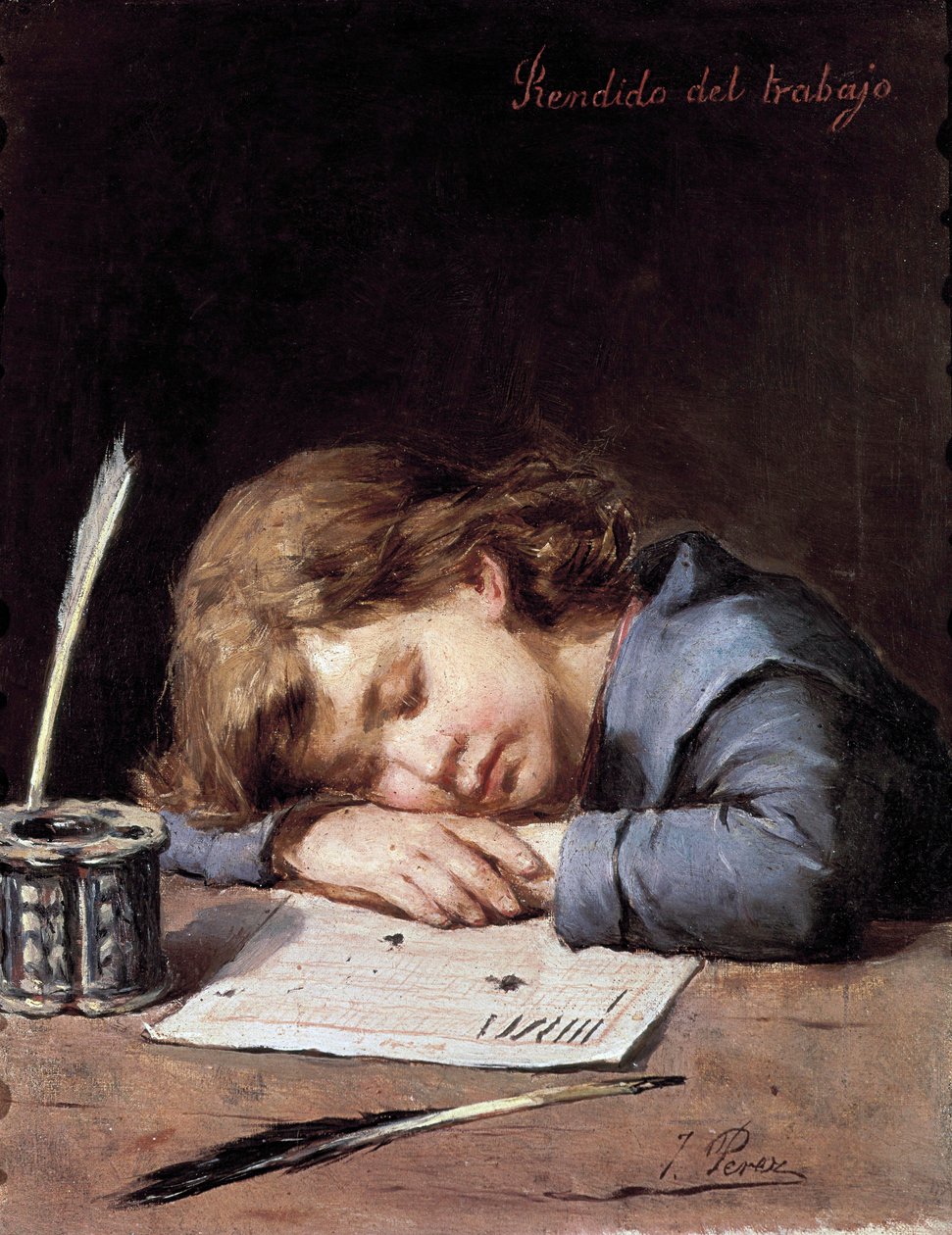 Poražen prací, c. 1876-1900 (olej na plátně) od Jose Perez Siguimboscum