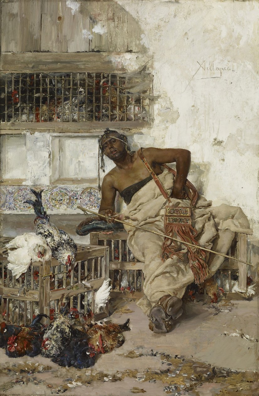 Drůbeží trh, Tanger, cca 1881 (olej na dřevě) od Jose Villegas Cordero