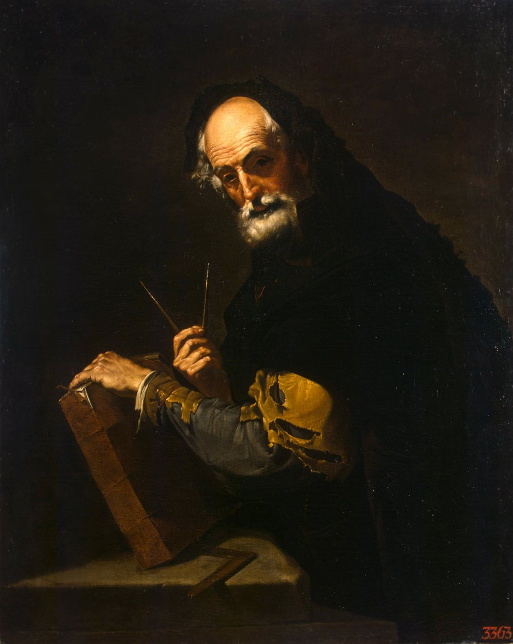 Filozof s knihou, kompasem a goniometrem, 1630 od Jose de Ribera