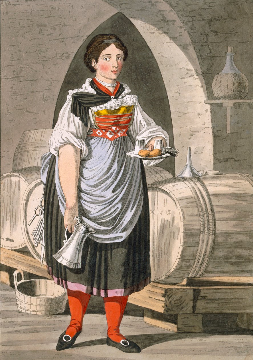 Sloužící dívka v hostinci poblíž Innsbrucku, kolem roku 1800 od Josef Anton Kapeller