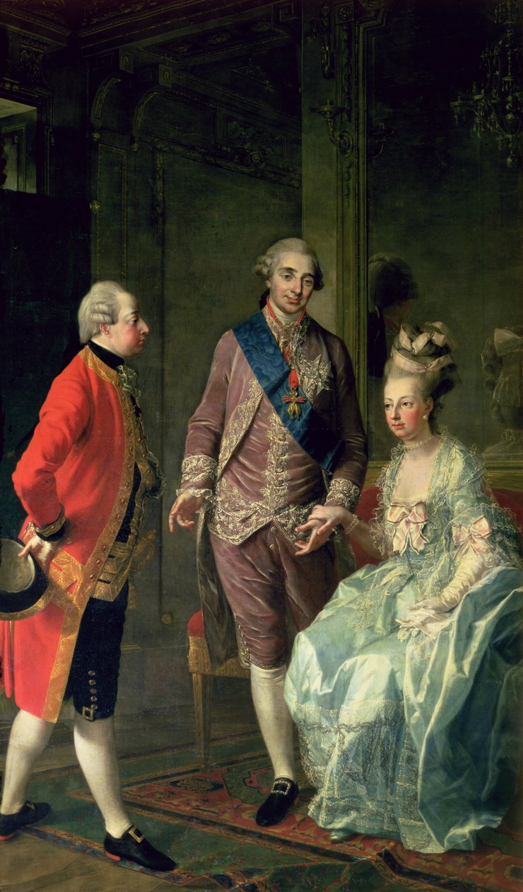 Arcivévoda Maxmilián Franz na návštěvě Marie Antoinetty (1755-93) a Ludvíka XVI. (1754-93) kolem 1775 od Josef Hauzinger