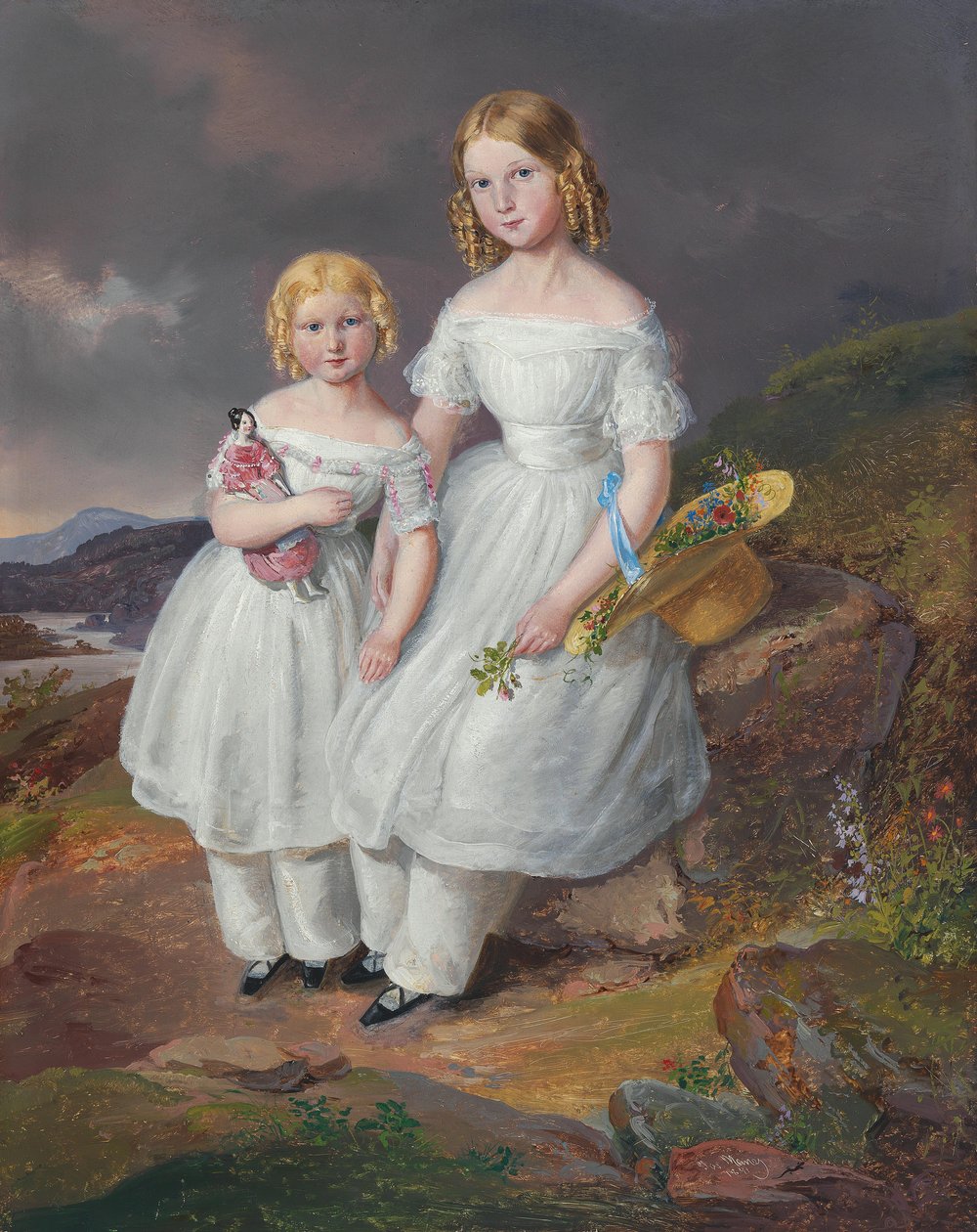 Portrét hraběnky Franzisky Kolowrat-Krakowského narozené 5. července 1835 a hraběnky Seraphine narozené Kolowrata Krakowského od Josef Mánes