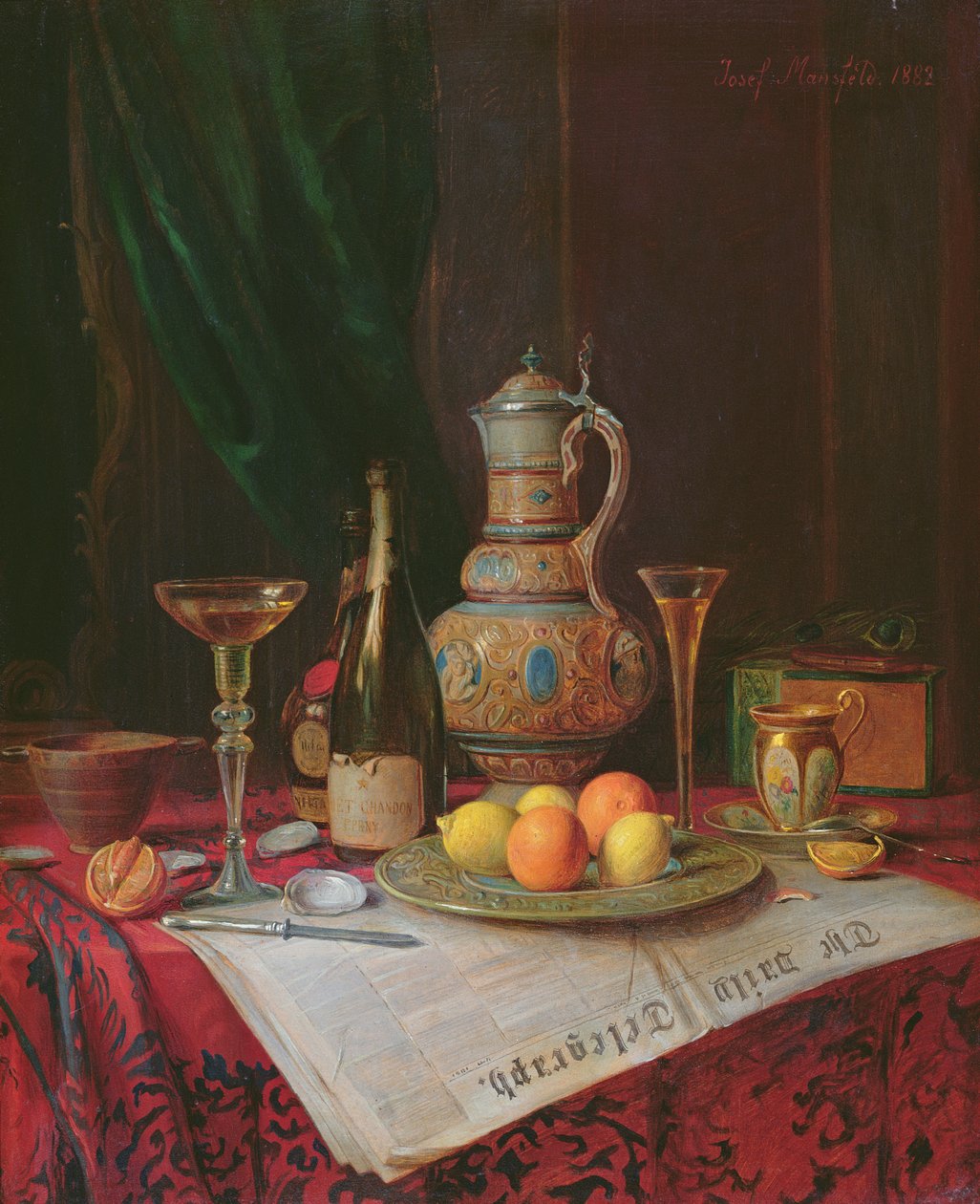 Zátiší s lahví šampaňského, 1882 (panel) od Josef Mansfeld