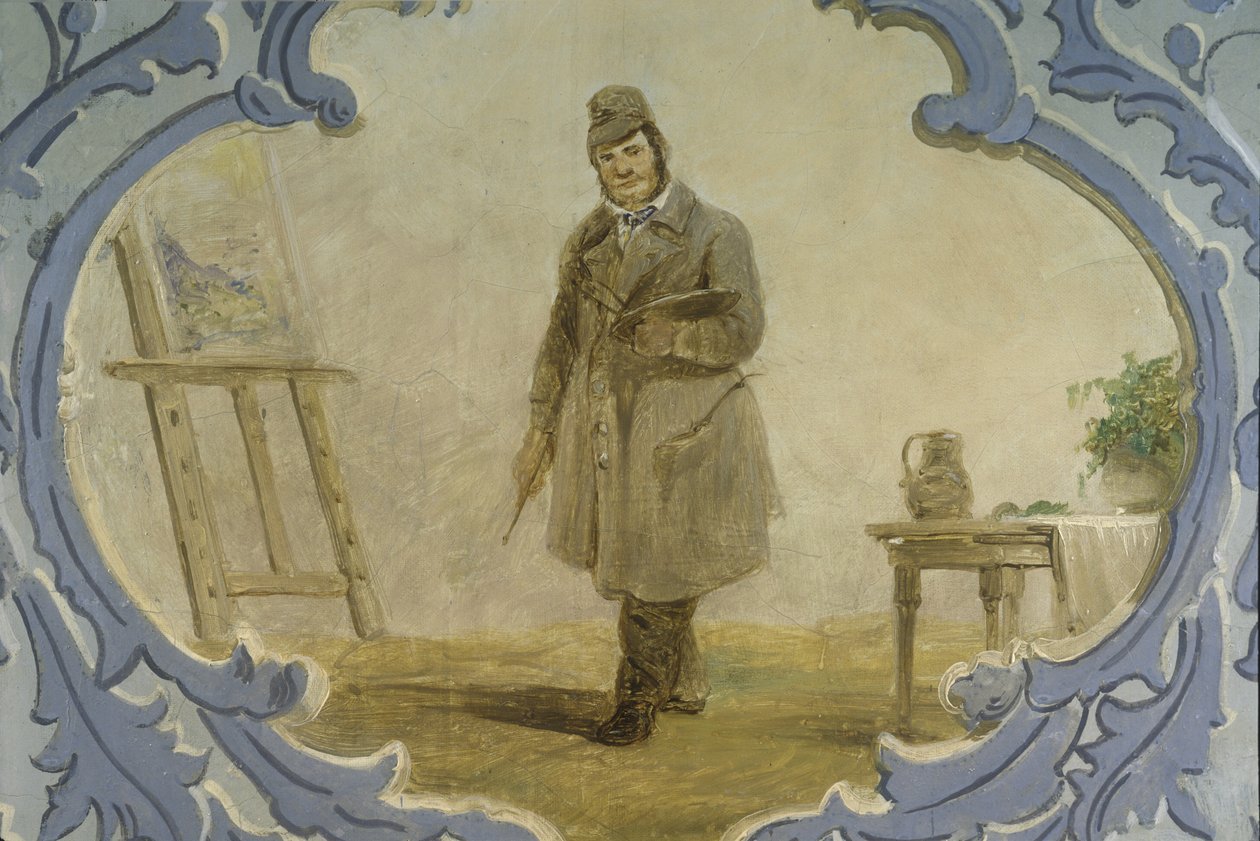 Autoportrét, 50. léta 19. století (nástěnná malba) od Josef Matj Navrátil