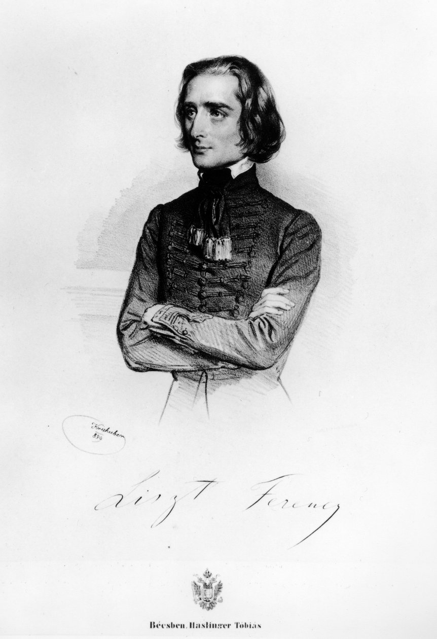 Portrét Franze Liszta (1811-86) 1839 od Josef Nikolaus Kriehuber