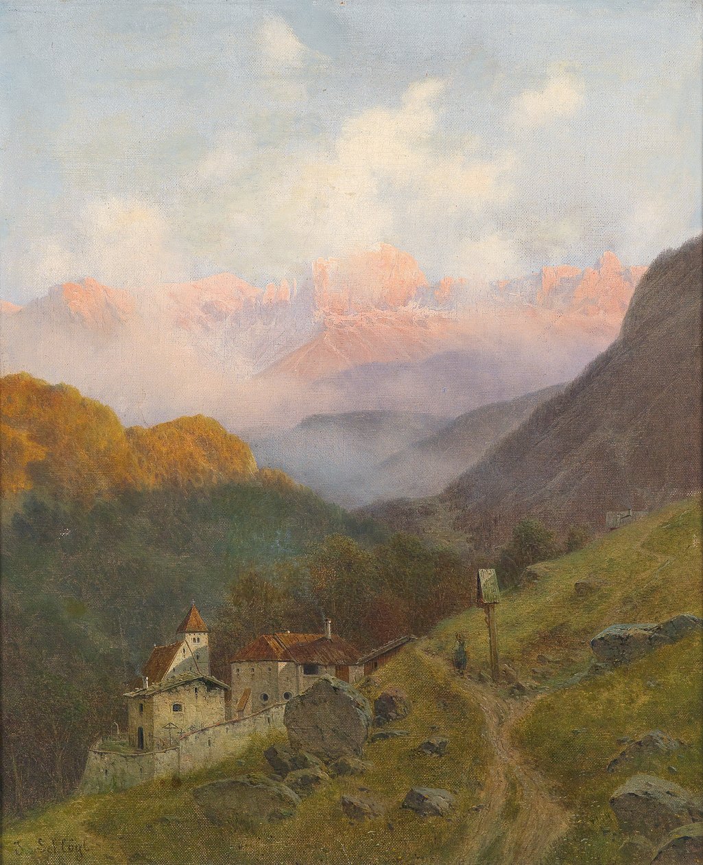 Pohled do růžové zahrady od Josef von Schlogl