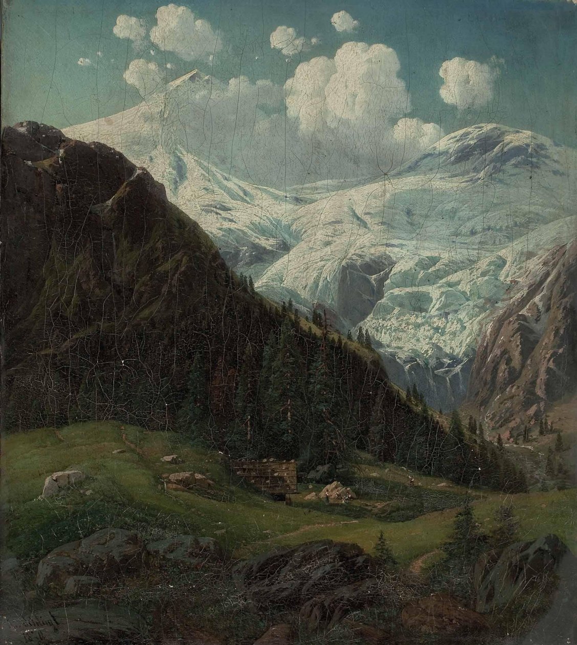 Tiroler Hochalm s výhledem na ledovec Hintertux od Josef von Schlogl