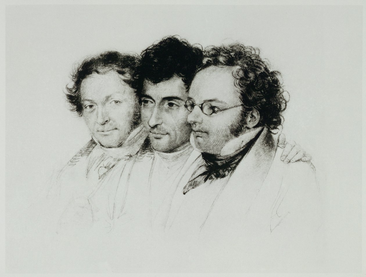 Johann Baptist Jenger, Anselm Huettenbrenner a Franz Schubert... od Josef Eduard Teltscher
