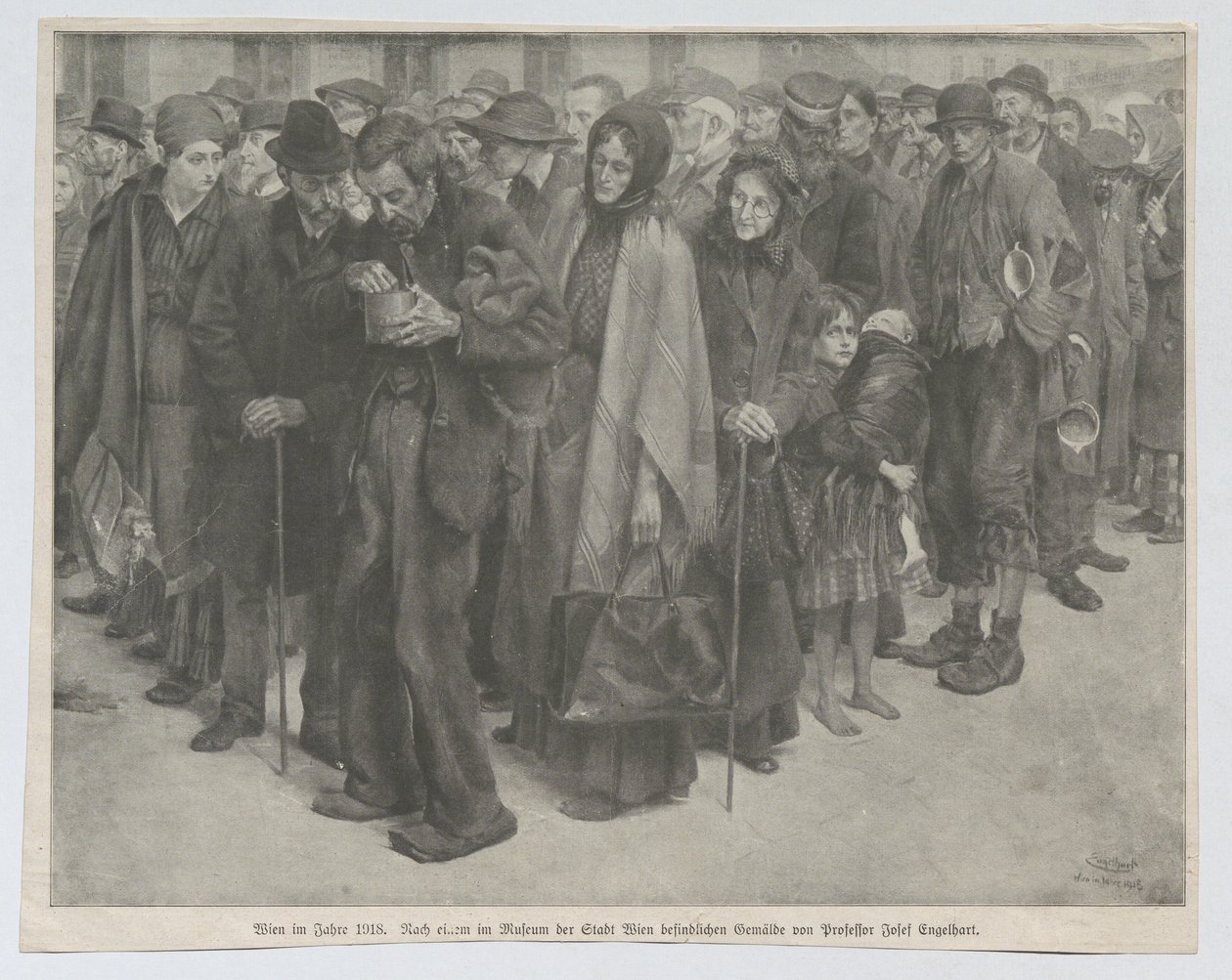 Novinový výstřižek, pravděpodobně z „Leipziger Illustrirten Zeitung“: „Vídeň v roce 1918“ od Josef Engelhart