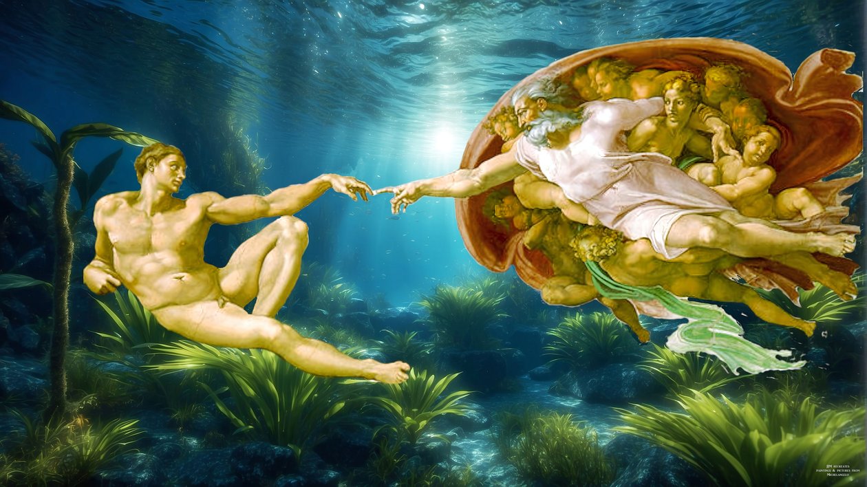 JJM-recreate_Michelangelo_The Creation of Adam_underwater_05 od Josef Johann Michel