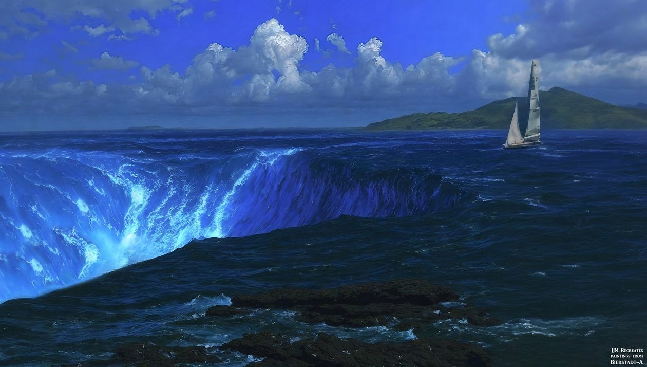 JJM obnovuje Bierstadt-A: Niagarské vodopády (s plachetnicí) od Josef Johann Michel