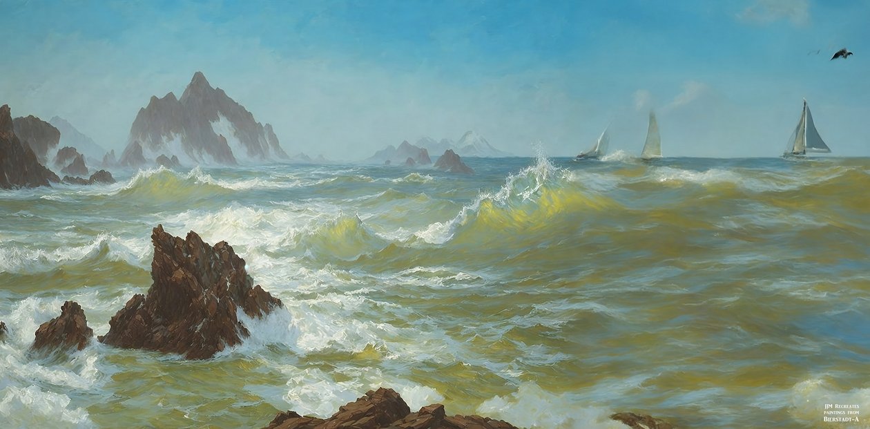 JJM znovu vytváří Bierstadt-A: Seal Rock California (s plachetními loděmi) od Josef Johann Michel