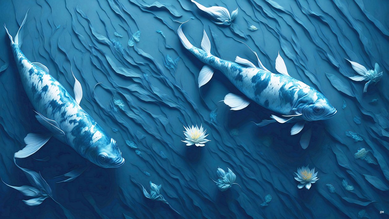 malba inkoustem: Koi-Karpfish_blue_03 od Josef Johann Michel