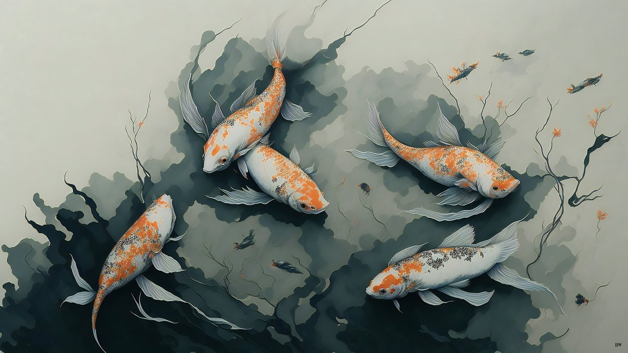 malba inkoustem: Koi kapr fish_03 od Josef Johann Michel