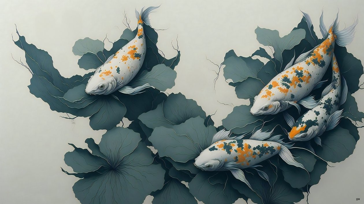 malba inkoustem: Koi kapr fish_04 od Josef Johann Michel