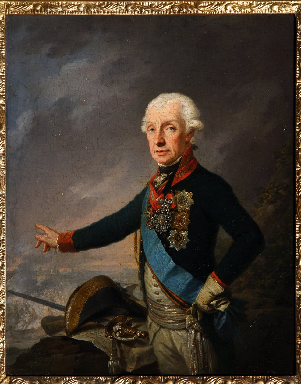 Portrait du marechal generalissime Prince Alexandre Souvorov (1729-1800). (Portrait of the Field Marshal Generalissimo Prince A. Suvorov). Peinture de Josef Kreuzinger (1757-1829), huile sur toile   1408480   cs       czech Successfully Translated  Origina od Josef Kreuzinger
