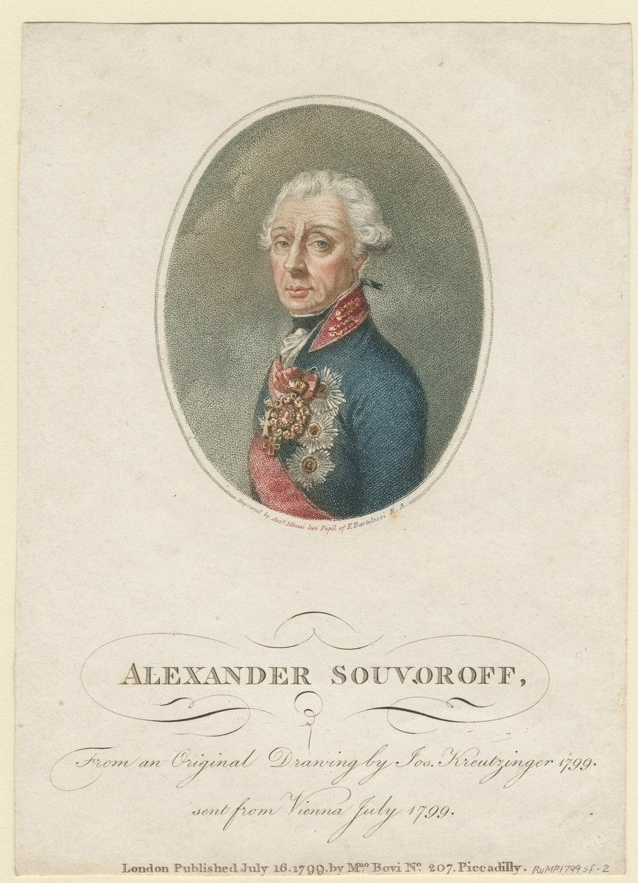 Portrét polního maršála generalissima prince Alexandra Suvorova 1729-1800, 1799 od Josef Kreuzinger
