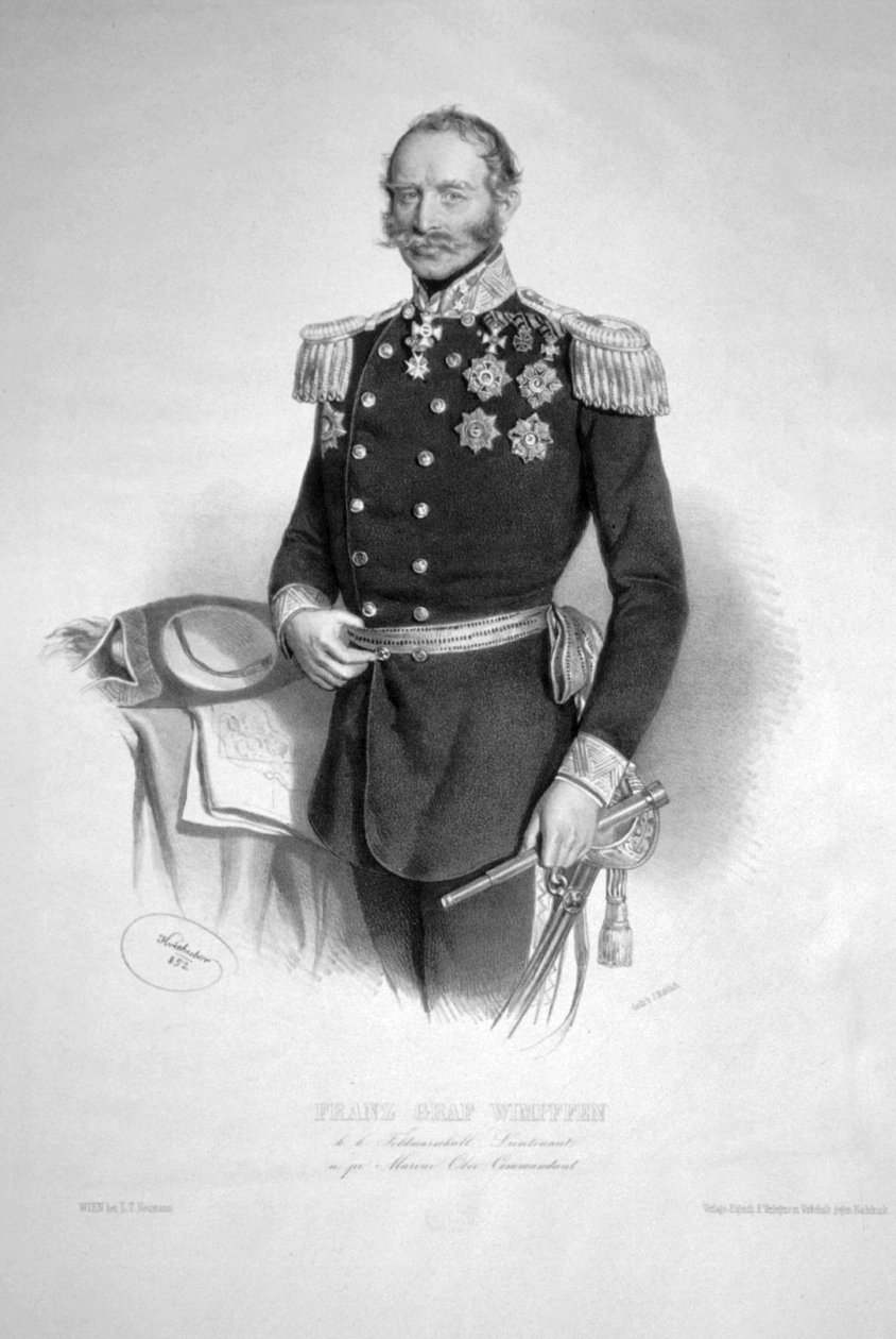 Franz hrabě Wimpffen 1852 Litografie od Josef Kriehuber