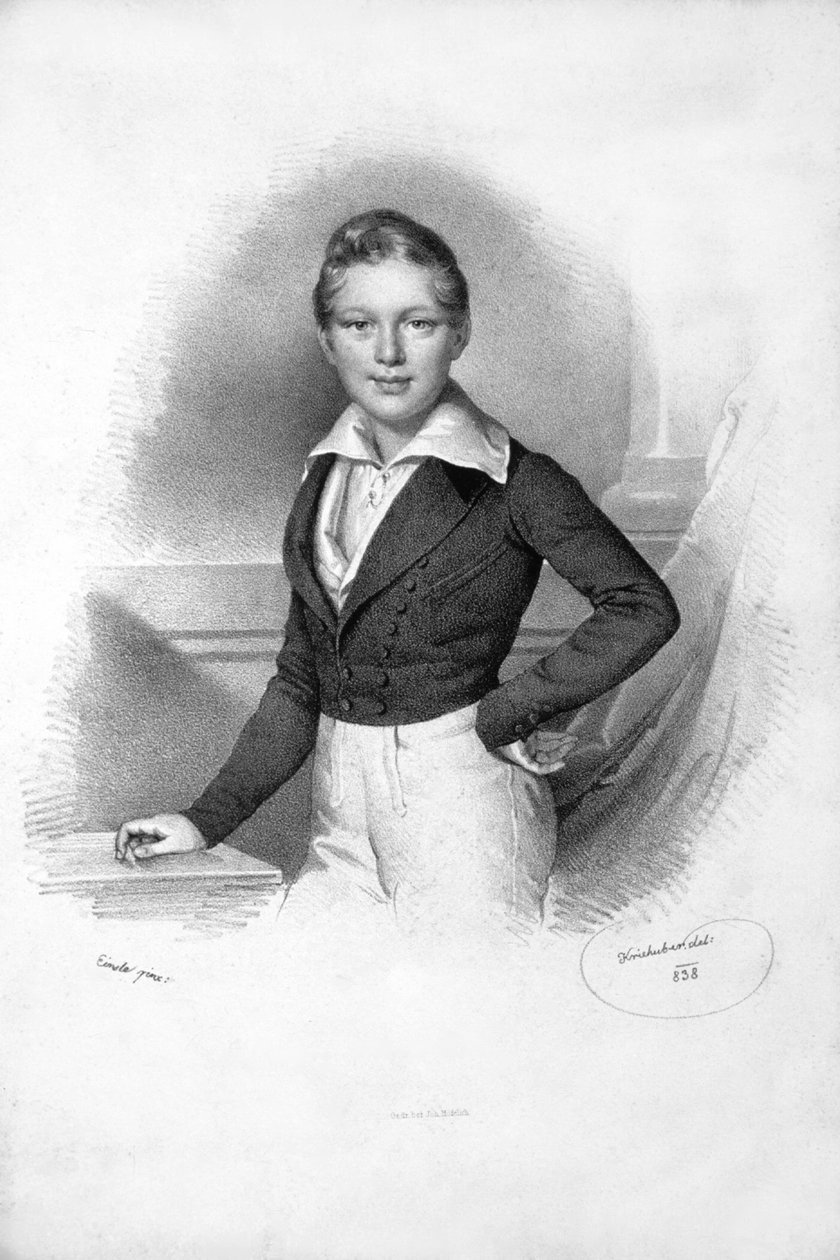 Franz Josef I. 1838 Litografie od Josef Kriehuber
