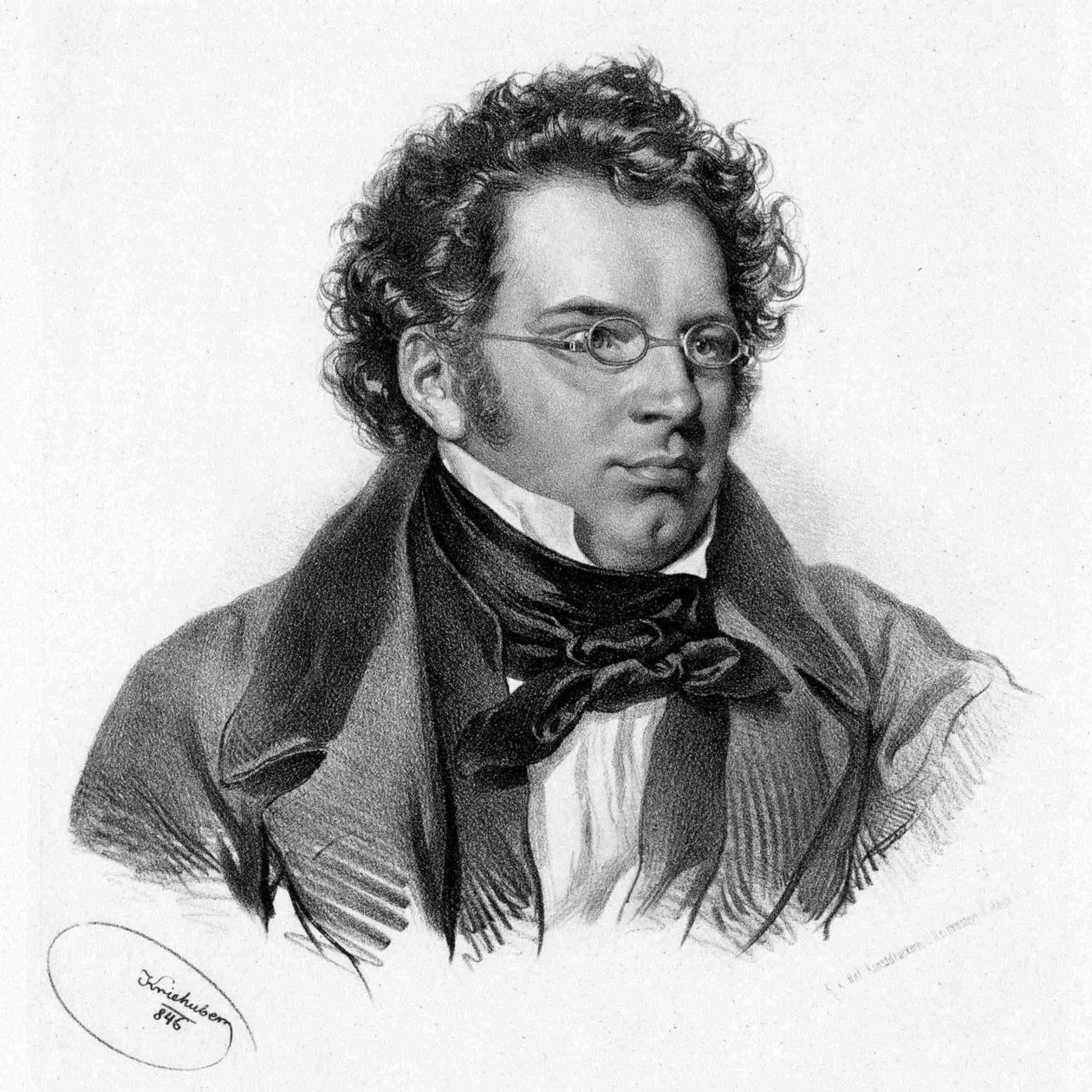 Franz Schubert od Kriehubera 1846 od Josef Kriehuber