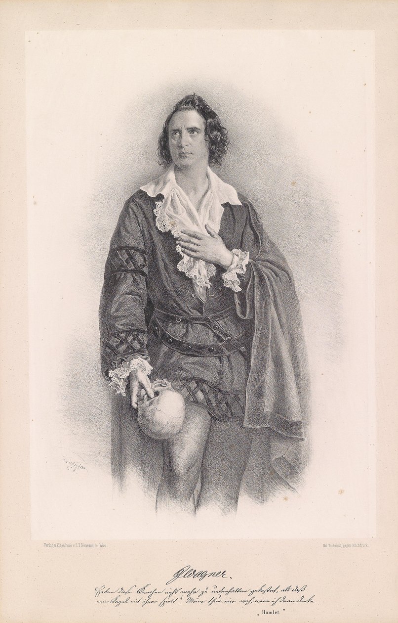 Joseph Wagner jako Hamlet od Josef Kriehuber