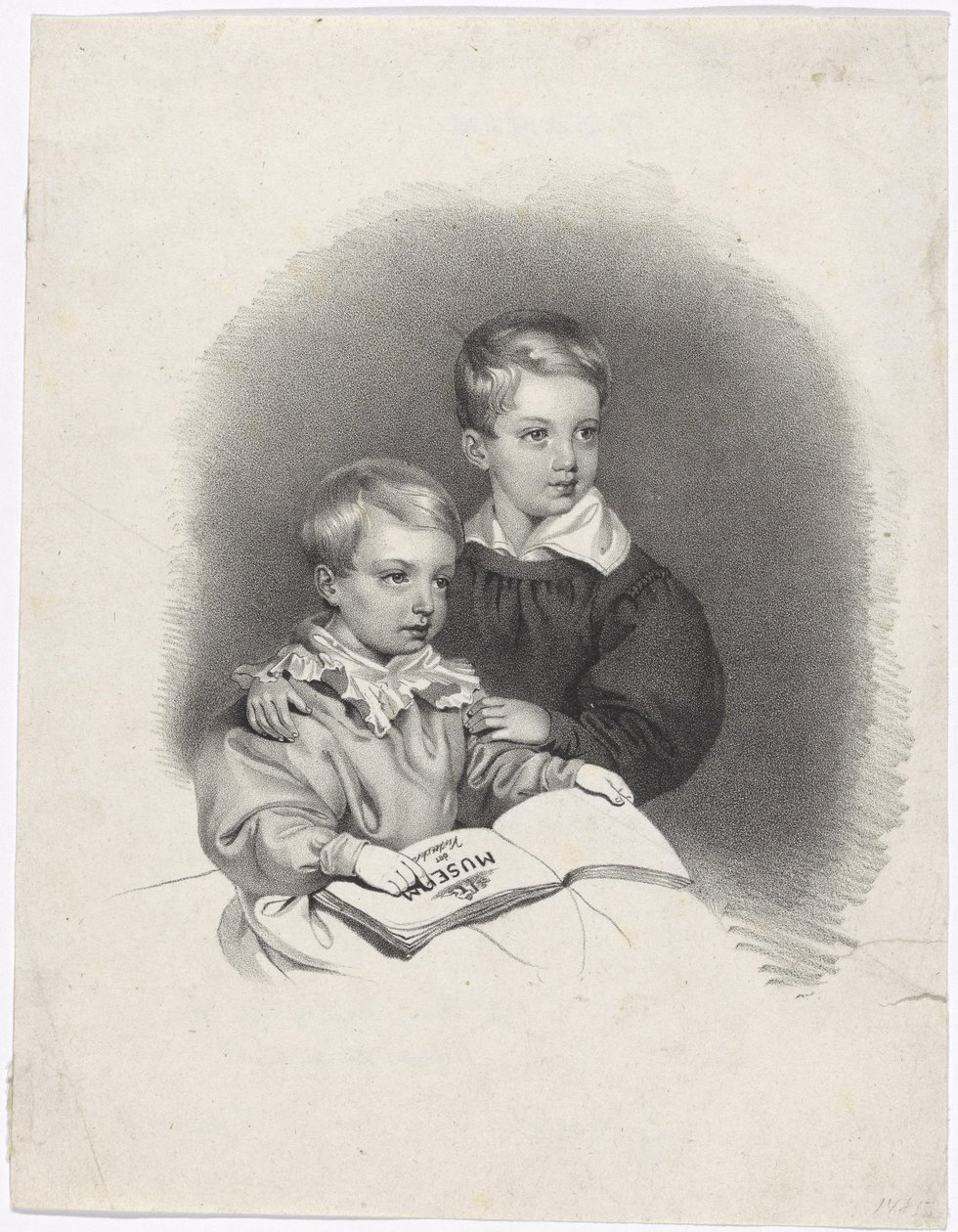 Korunní princ František Josef a arcivévoda Ferdinand Maximilian Josef jako děti od Josef Kriehuber