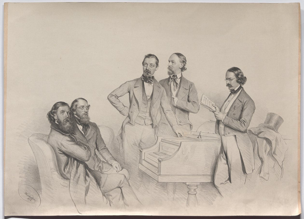 Rakouští skladatelé; Heinrich Proch, Franz von Suppé, Karl Binder, Anton Emil Titl, Anton Maria Storch od Josef Kriehuber