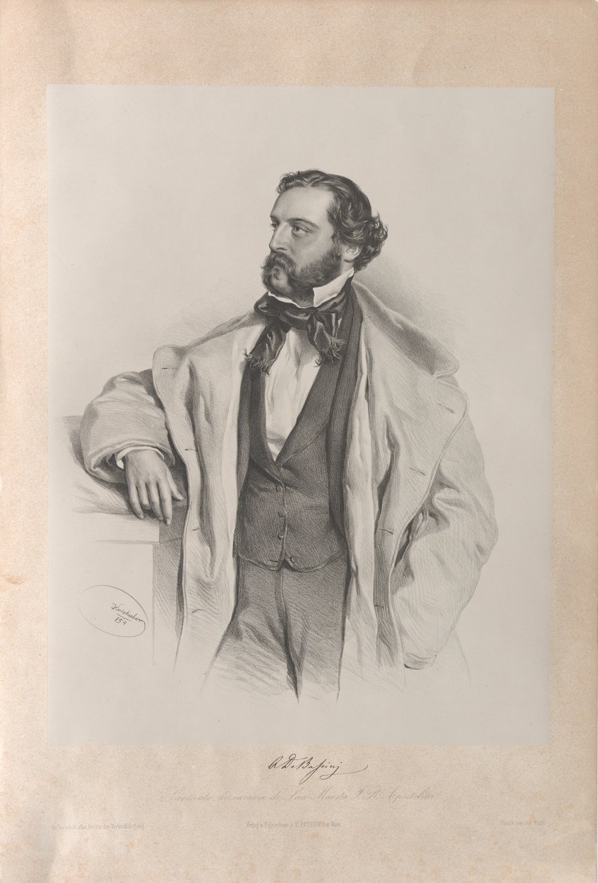 Portrét operního pěvce Achille De Bassini 1819-1881, 1854. od Josef Kriehuber