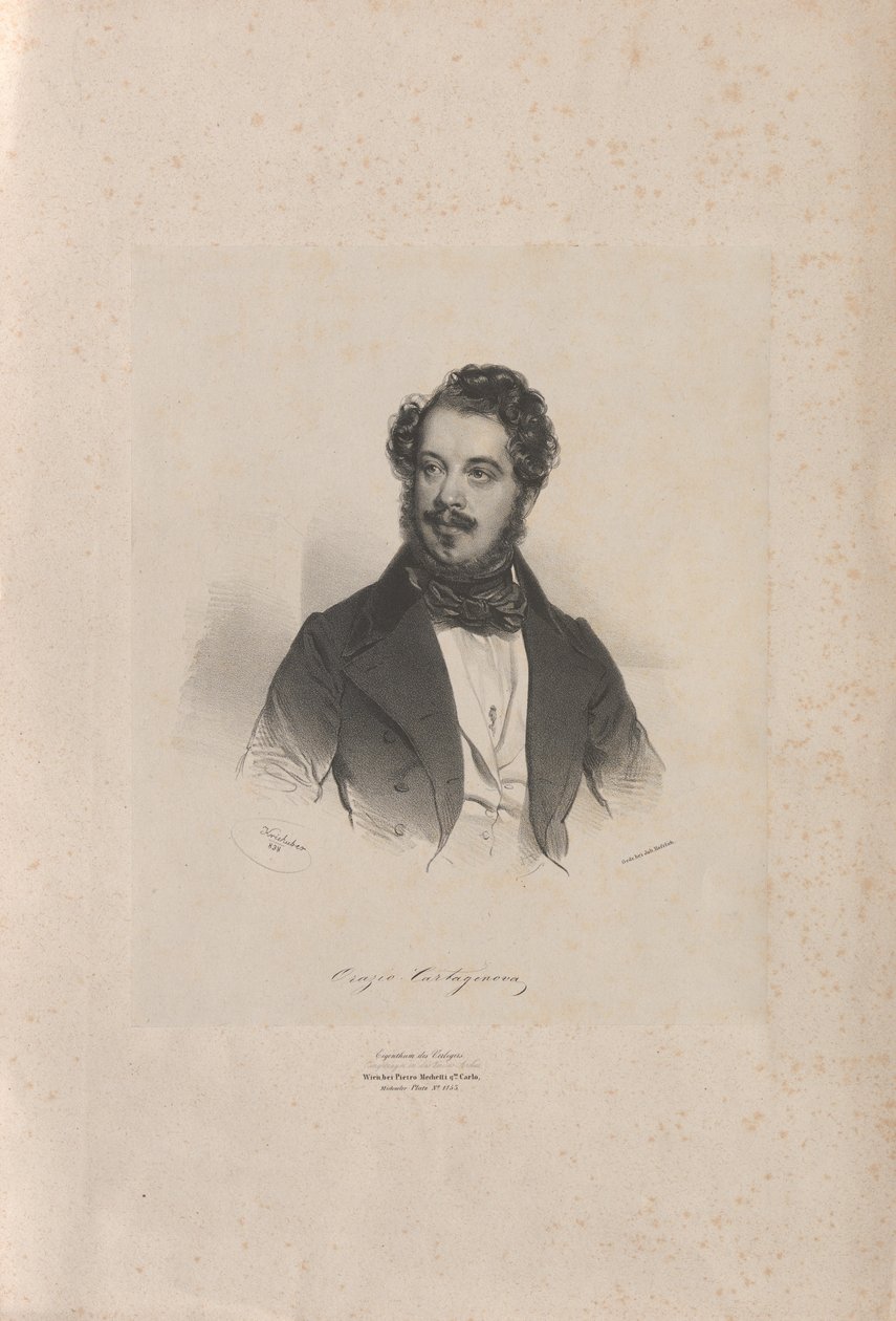 Portrét operního pěvce Giovanni Orazio Cartagenova 1800-1841, 1838. od Josef Kriehuber