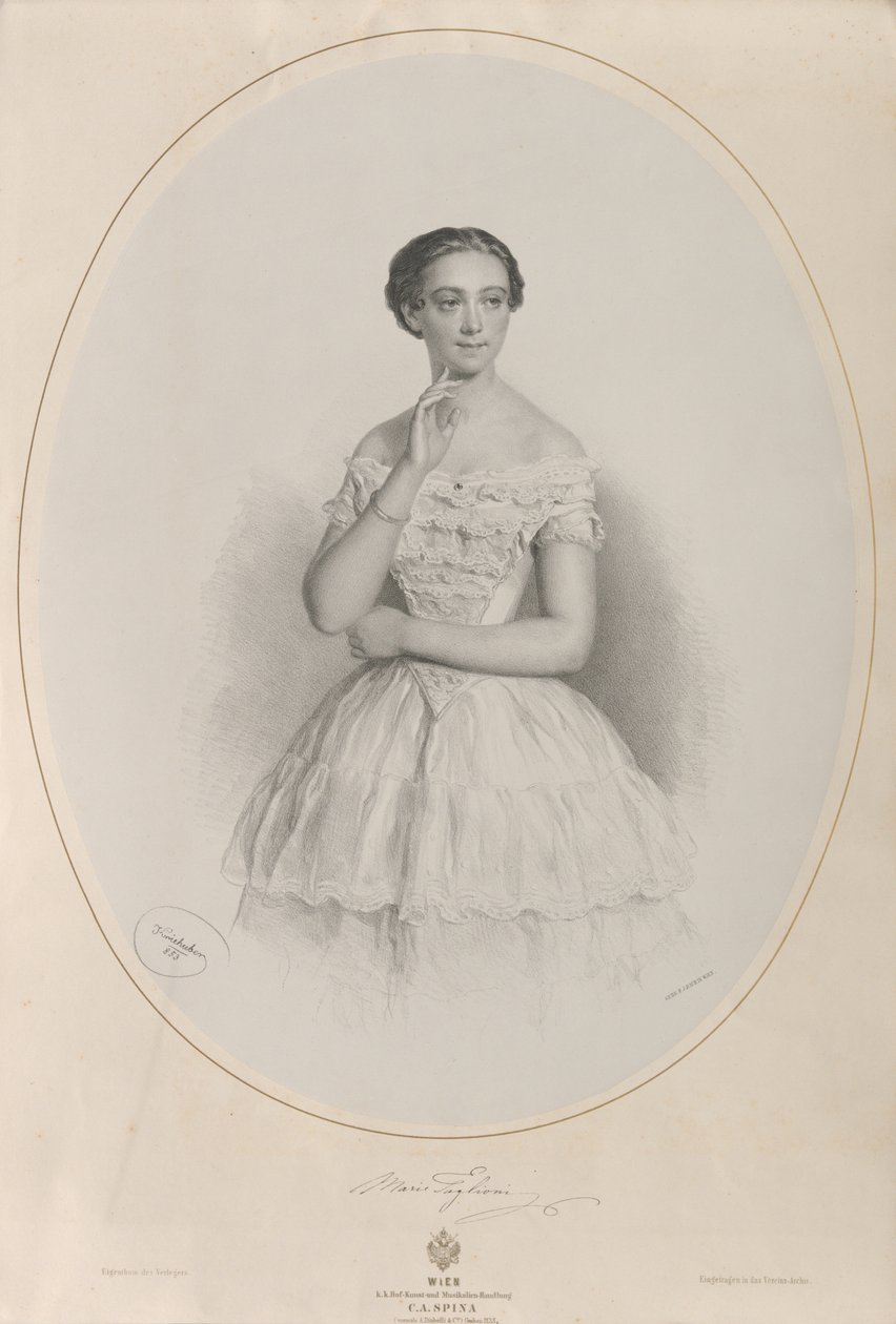Portrét baletky Marie Taglioni 1804-1884, 1853. od Josef Kriehuber