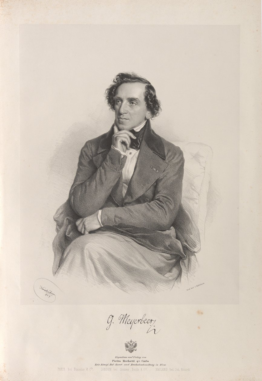 Portrét skladatele Giacoma Meyerbeera 1791-1864, 1847. od Josef Kriehuber
