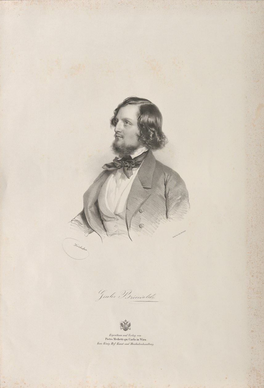 Portrét flétnisty a skladatele Giulia Briccialdiho 1818-1881, před rokem 1850. od Josef Kriehuber