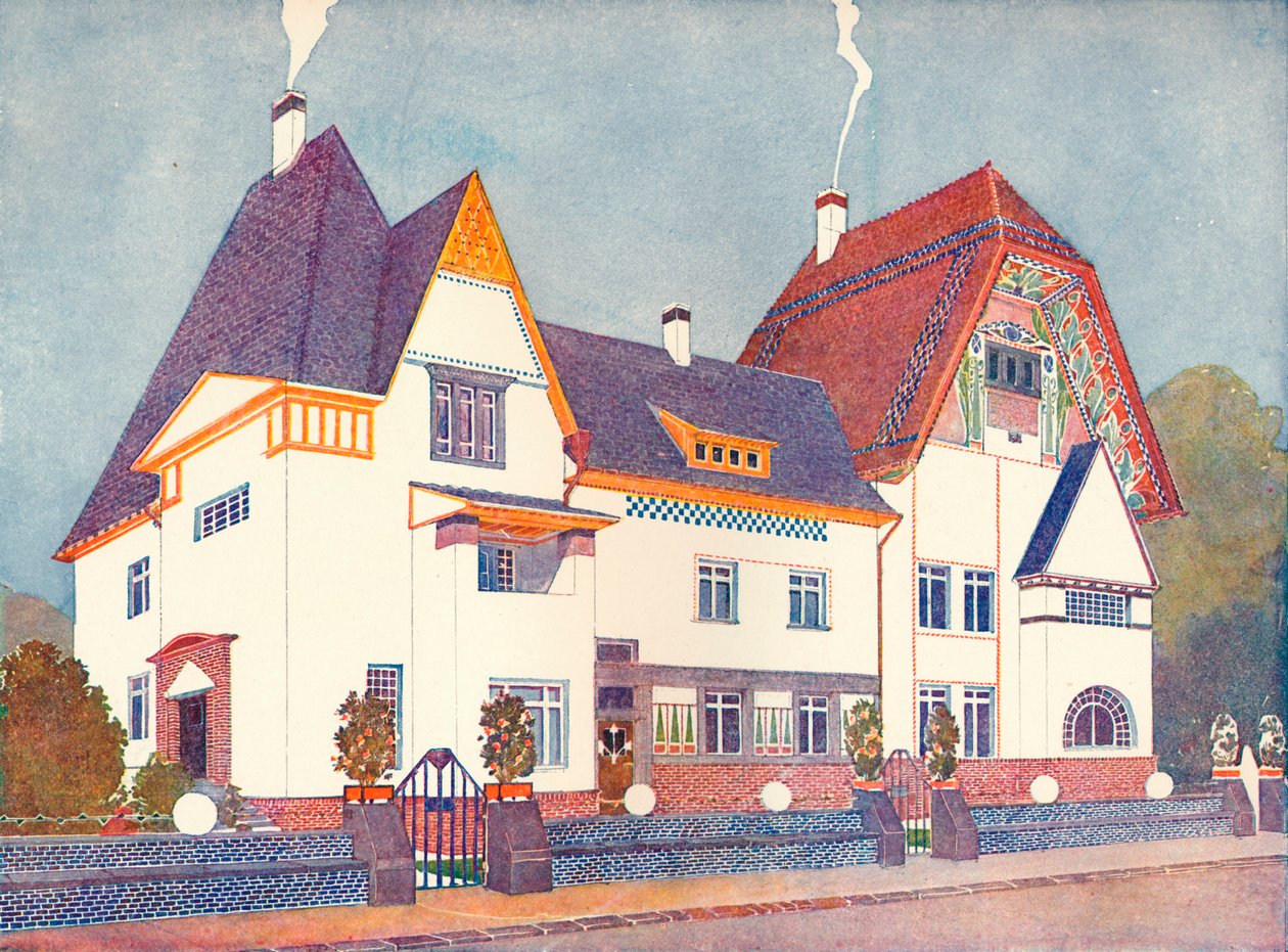 Dům v Darmstadtu, navržený profesorem Josephem Olbrichem, c1900 1901-1902 od Josef Maria Olbrich