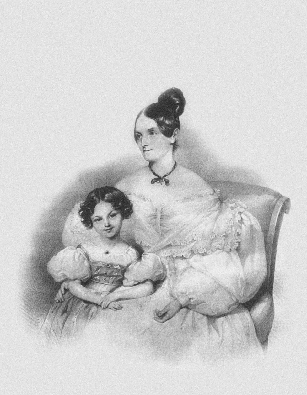 Portrét Olgy Narychkiny Potocki s jejich dcerou Sophie 1802-1861, 1835 od Josef Nikolaus Kriehuber