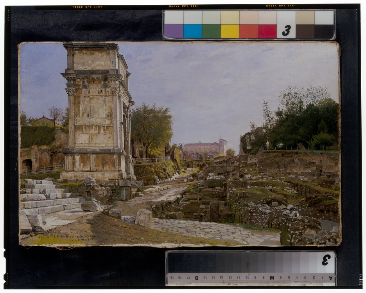 Forum Romanum Tituksen kaaren ja Colosseumin kanssa od Josef Theodor Hansen