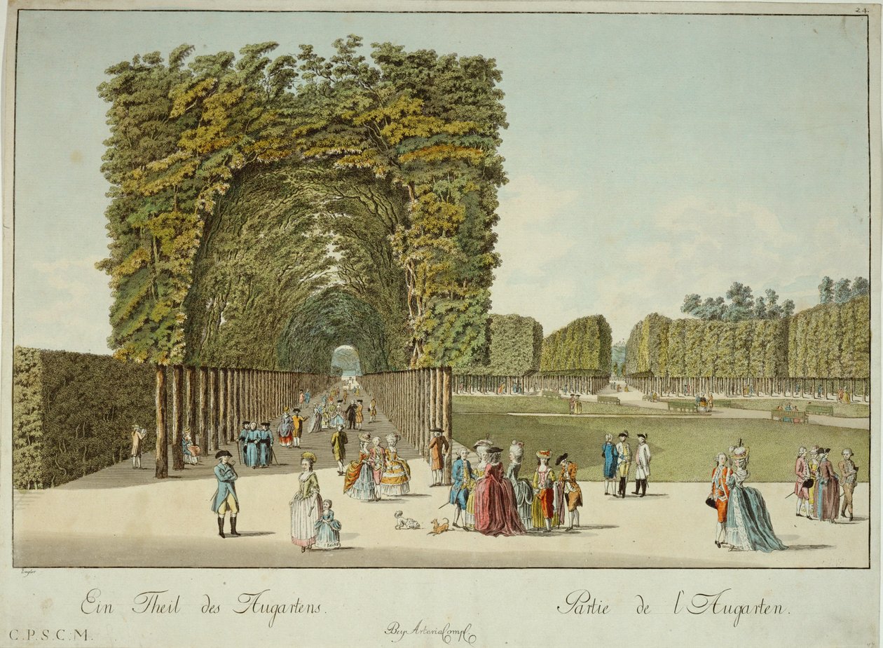 Část parku Augarten, který císař Josef II. zpřístupnil veřejnosti ... (rytina) od Josef Ziegler