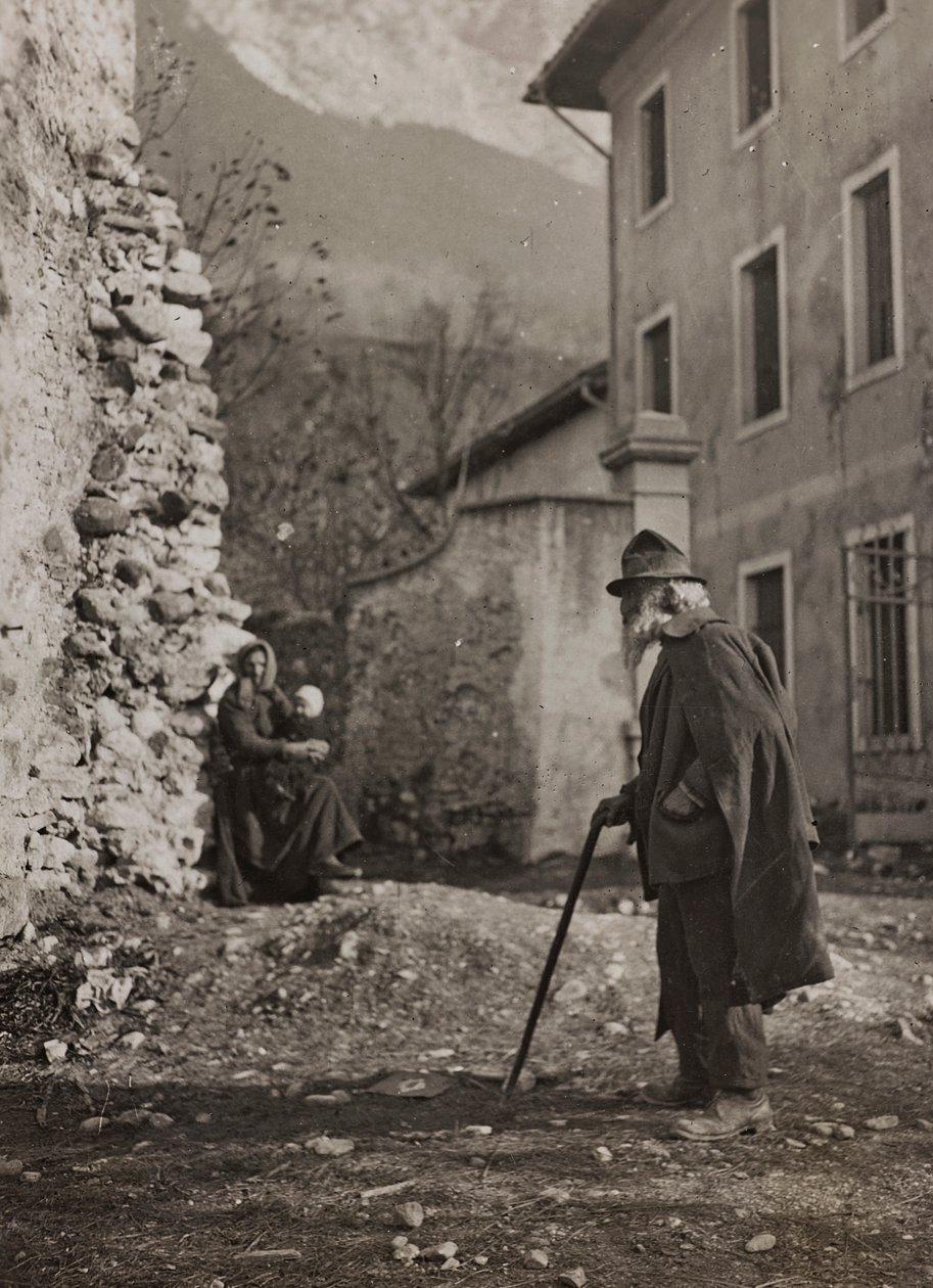 Album "Moje světová válka - vzpomínky na jihozápadní frontu v Korutanech, Itálie, Trentino-Alto Adige) 31.3.1915-12.11. 1918 - Vídeň Josefa Zohleho ": starý muž na venkovské cestě ( od Josef Zohles