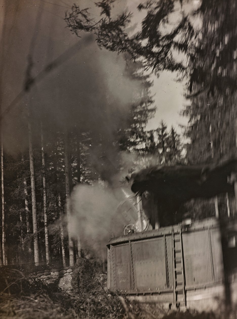 Album "Moje světová válka - vzpomínky na jihozápadní frontu v Korutanech, Itálie, Trentino-Alto Adige) 31.3.1915-12.11. 1918 - Josef Zohles Vídeň ": minomet Morser v akci ( od Josef Zohles